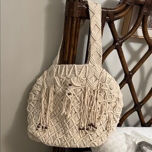Spell Cream Macramé Satchel bag